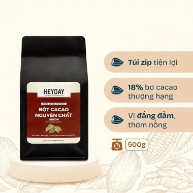 Bột cacao nguyên chất 100% - Dòng Origin thượng hạng [Túi giấy 250g, Túi zip 500g] - Heyday 2