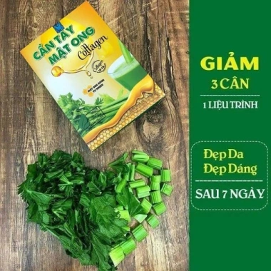 Bột Cần Tây Mật Ong Collagen Giảm Cân 20 gói - Sấy Lạnh, CMO, Giá 49k