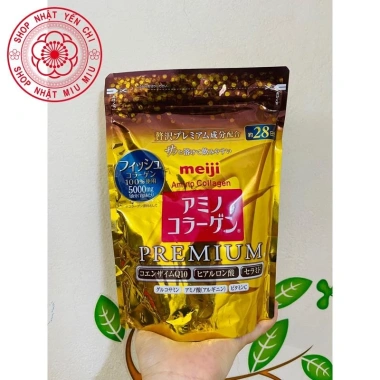 Bột Collagen Meiji Premium màu vàng - Dưỡng da, tăng độ đàn hồi, giảm nếp nhăn, giá ưu đãi 473k