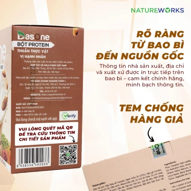 Bột Đạm Protein Thực Vật DasOne NatureWorks Hạnh Nhân 20 Gói - 550.000 VND, Hỗ Trợ Tăng Cơ 4