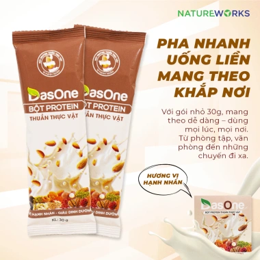 Bột Đạm Protein Thực Vật DasOne NatureWorks Hạnh Nhân 20 Gói - 550.000 VND, Hỗ Trợ Tăng Cơ 5