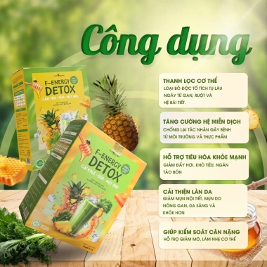 Bột detox F-energy Cải Kale dứa mật ong sấy thăng hoa: Da sáng mịn, 21 gói 8