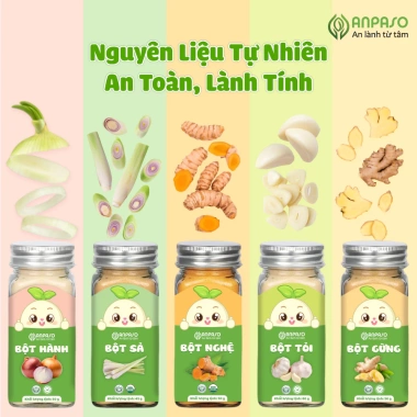 Bột gia vị Anpaso – Hành, tỏi, nghệ, sả, gừng, dậy vị món ăn cho bé ăn dặm