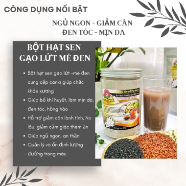 Bột Hạt Sen Senfarm - Gạo Lứt + Mè Đen Nguyên Chất, Không Đường, Giảm Giá 88k 4 Bột Hạt Sen Senfarm - Gạo Lứt + Mè Đen Nguyên Chất, Không Đường, Giảm Giá 88k 4