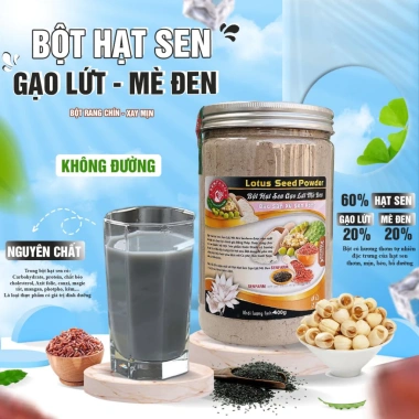 Bột Hạt Sen Senfarm - Gạo Lứt + Mè Đen Nguyên Chất, Không Đường, Giảm Giá 88k