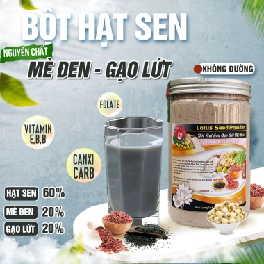 Bột Hạt Sen Senfarm - Gạo Lứt + Mè Đen Nguyên Chất, Không Đường, Giảm Giá 88k