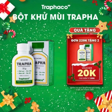 Bột Khử Mùi Trapha Traphaco 30g - Diệt Hôi Chân, Hôi Nách, Giảm Tiết Mồ Hôi, Giá Ưu Đãi 35.000₫