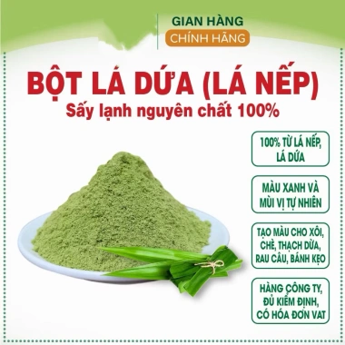 Bột lá dứa 500gr nguyên chất thơm lá nếp - Gia vị làm bánh, tạo màu, giảm giá 120k