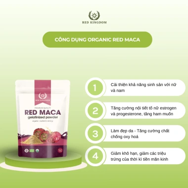 Bột Maca Đỏ Gelatinized Hữu Cơ Red Kingdom - Nhập khẩu Peru, Cân Bằng Nội Tiết, Dưỡng Da, Giá 229.000 VND 2