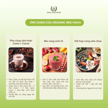 Bột Maca Đỏ Gelatinized Hữu Cơ Red Kingdom - Nhập khẩu Peru, Cân Bằng Nội Tiết, Dưỡng Da, Giá 229.000 VND 3