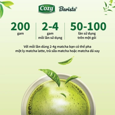Bột Matcha Cozy Barista 200gr - Pha Latte, Mứt Nougat Tết, giảm còn 200.000 VND