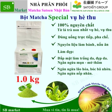 Bột Matcha SPECIAL Satoen 1kg - Nguyên chất Nhật Bản, giảm còn 650k, pha latte & trà sữa