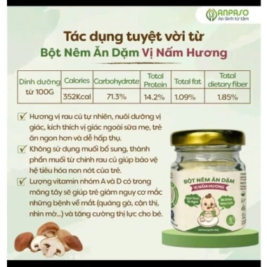 Bột Nêm Ăn Dặm Vị Rau Củ 60gr ANPASO Xanhsam Organic - Giá Ưu Đãi 88.500₫ 4 Bột Nêm Ăn Dặm Vị Rau Củ 60gr ANPASO Xanhsam Organic - Giá Ưu Đãi 88.500₫ 4