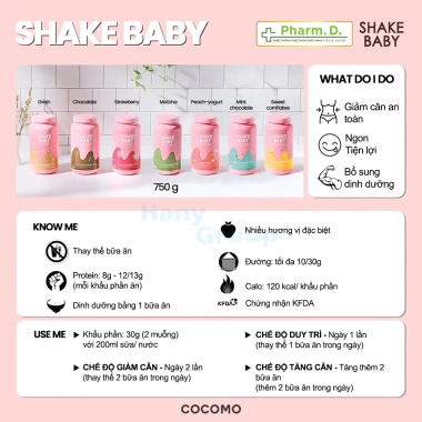 Bột Ngũ Cốc Ăn Kiêng Protein Shake Baby 750g Vị Chocolate Hàn Quốc Giảm Cân 699k
