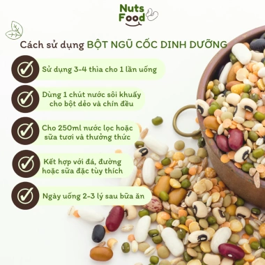 Bột ngũ cốc dinh dưỡng 19 loại hạt Nuts Food - Tăng cân, đẹp da, hỗ trợ tiêu hoá, giá ưu đãi 121.000₫