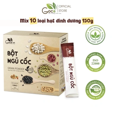 Bột ngũ cốc mix 10 loại hạt dinh dưỡng Goce 150g - 15 gói 10g, giảm giá 72,200 VND, tăng sức khỏe