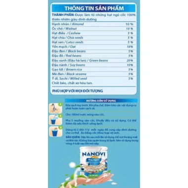 Bột ngũ cốc NANOVI 100% thiên nhiên – Dành cho người ăn chay, tiểu đường, giá chỉ 350.000 VND 4