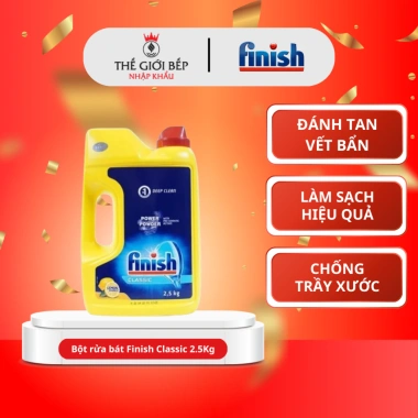 Bột rửa bát Finish Classic 2.5kg không mùi - Đánh bay dầu mỡ, sạch bóng không cặn