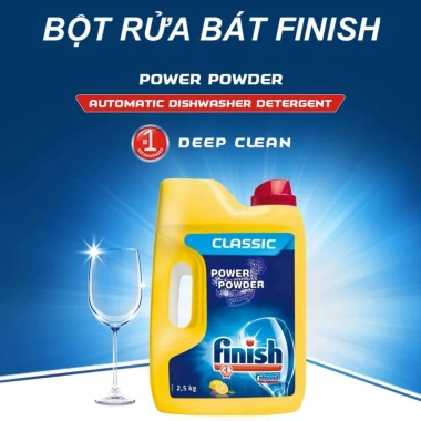 Bột rửa bát Finish Classic 2.5kg không mùi - Đánh bay dầu mỡ, sạch bóng không cặn 6 Bột rửa bát Finish Classic 2.5kg không mùi - Đánh bay dầu mỡ, sạch bóng không cặn 6