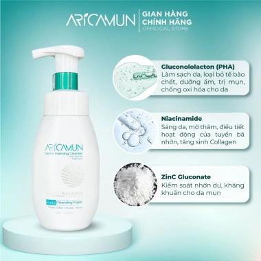 Bọt rửa mặt ARICAMUN kháng khuẩn 175ml - Sáng mịn da, mờ thâm mụn, không xà phòng, giảm giá 197.800