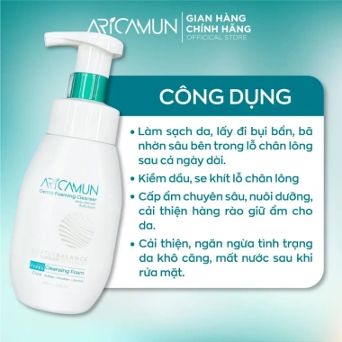 Bọt rửa mặt ARICAMUN kháng khuẩn 175ml - Sáng mịn da, mờ thâm mụn, không xà phòng, giảm giá 197.800
