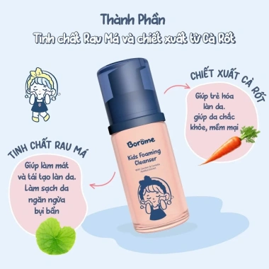 Bọt rửa mặt Borome bé chiết xuất cà rốt 100ml - Dưỡng ẩm, làm sạch, 169.000₫ 2