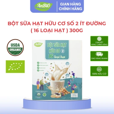 Bột sữa hạt hữu cơ Anbio 12-16 loại, 300g - Pha sữa tiện lợi, USDA & EU, giảm giá 22%