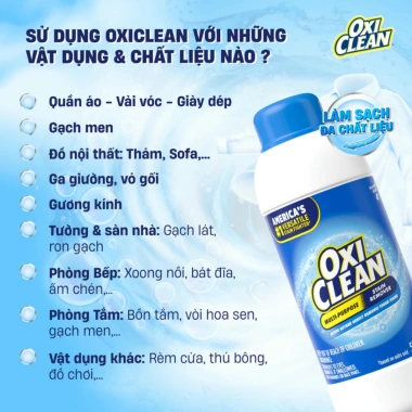 Bột Tẩy Đa Năng Oxiclean 500g - Khử mùi, giặt quần áo, vệ sinh gia dụng, chỉ 255.000 2 Bột Tẩy Đa Năng Oxiclean 500g - Khử mùi, giặt quần áo, vệ sinh gia dụng, chỉ 255.000 2