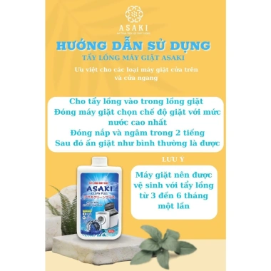 Bột Tẩy Lồng Máy Giặt ASAKI - Vệ Sinh, Loại Bỏ Mùi Hôi, Chống Nấm Mốc, 54.000đ 5