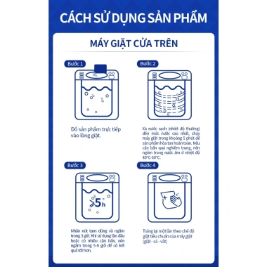 Bột Tẩy Rửa Máy Giặt Đa Năng 150g Kháng Khuẩn 99.9% - Diệt Khuẩn Sâu, Dùng cho Cửa Trước, Cửa Trên, Lồng Ngang 7