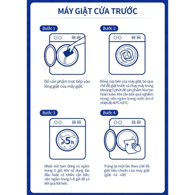 Bột Tẩy Rửa Máy Giặt Đa Năng 150g Kháng Khuẩn 99.9% - Diệt Khuẩn Sâu, Dùng cho Cửa Trước, Cửa Trên, Lồng Ngang 8