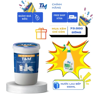 Bột tẩy rửa thông minh T&M Trắng Mới - Làm sạch tối đa, đa năng mọi bề mặt, 1kg/500g, 140.000 VND