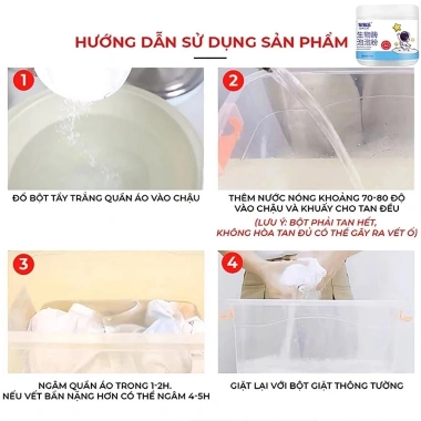Bột Tẩy Trắng Enzyme Sinh Học 260g Đánh Bay Vết Bẩn Khử Vết Ố Vàng Tẩy Trắng Quần Áo Giá 79.000 7 Bột Tẩy Trắng Enzyme Sinh Học 260g Đánh Bay Vết Bẩn Khử Vết Ố Vàng Tẩy Trắng Quần Áo Giá 79.000 7