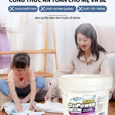 Bột Tẩy Trắng Quần Áo Đa Năng Mifan OxiPower – Xử lý vải ố vàng, vết bẩn khó giặt, an toàn không phai màu, chỉ 39.000₫
