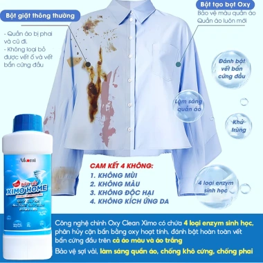 Bột tẩy vết bẩn đa năng Ximo 350g – Giặt sạch trắng quần áo, đồ gia dụng, chỉ 45.000đ 5