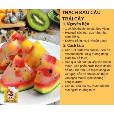 Bột thạch rau câu Sóc Vàng 1 gói - Ngon, thơm, 12.000đ giảm từ 14.400đ 3 Bột thạch rau câu Sóc Vàng 1 gói - Ngon, thơm, 12.000đ giảm từ 14.400đ 3