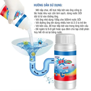Bột Thông Cống Cực Mạnh 110g - Thông Tắc Bồn Cầu, Bồn Rửa, Đường Ống Nhanh Chóng, Hiệu Quả, Giá 75.000 7