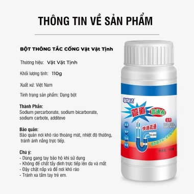 Bột Thông Cống Cực Mạnh 110g - Thông Tắc Bồn Cầu, Bồn Rửa, Đường Ống Nhanh Chóng, Hiệu Quả, Giá 75.000 8