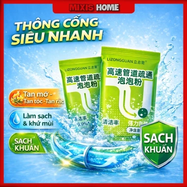 Bột thông tắc ống dạng bọt hiệu suất cao - Thông nhanh cống bếp, bồn cầu, đa năng GD263 9.989đ
