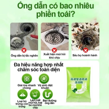 Bột thông tắc ống dạng bọt hiệu suất cao - Thông nhanh cống bếp, bồn cầu, đa năng GD263 9.989đ