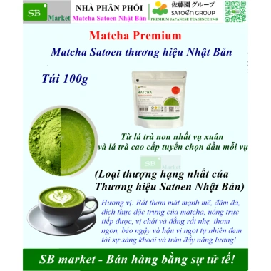 Bột trà xanh Matcha PREMIUM Satoen 100g - Nguyên chất vụ xuân, giảm giá 180k