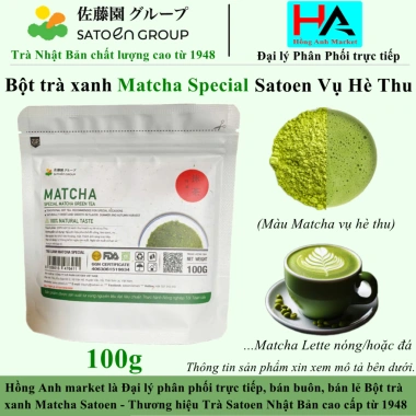 Bột Trà Xanh Matcha Special Satoen 100g - Giá ưu đãi 145.000đ, dùng cho uống, pha chế, làm bánh, kem