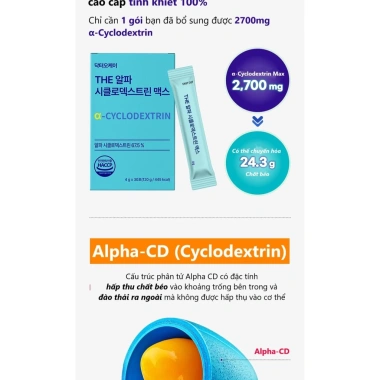 Bột uống Dr Okay Alpha‑Cyclodextrin Max 30 gói x 4g – Giảm hấp thu đường, chất béo, hỗ trợ tiêu hoá 5 Bột uống Dr Okay Alpha‑Cyclodextrin Max 30 gói x 4g – Giảm hấp thu đường, chất béo, hỗ trợ tiêu hoá 5