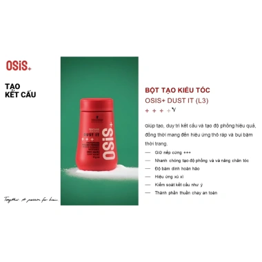 Bột & Xịt Tạo Phồng OSiS+ Dust It Volume Up - Phồng tóc, kiểm soát dầu, giữ nếp mờ 5 Bột & Xịt Tạo Phồng OSiS+ Dust It Volume Up - Phồng tóc, kiểm soát dầu, giữ nếp mờ 5
