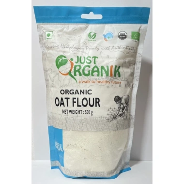 Bột Yến Mạch Hữu Cơ Just Organik 500g Nhập Khẩu Ấn Độ - Dinh Dưỡng Cho Mẹ Bầu, Bé, Làm Bánh Ăn Kiêng