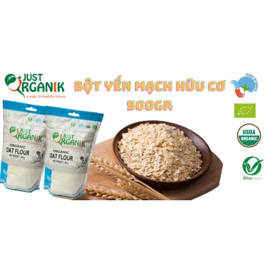 Bột Yến Mạch Hữu Cơ Just Organik 500g Nhập Khẩu Ấn Độ - Dinh Dưỡng Cho Mẹ Bầu, Bé, Làm Bánh Ăn Kiêng 4 Bột Yến Mạch Hữu Cơ Just Organik 500g Nhập Khẩu Ấn Độ - Dinh Dưỡng Cho Mẹ Bầu, Bé, Làm Bánh Ăn Kiêng 4