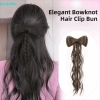 Bowknot Tóc Giả Đuôi Ngựa Vintage Sườn Xám, Đầu Bóng Lông Gà Xoăn, Hanfu Nửa Lên Cao - Sử Dụng Hàng Ngày