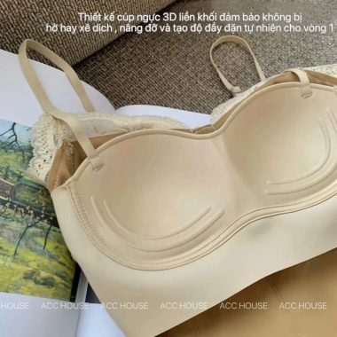 Bra ren 2 dây cúp dài, cổ V, ren phối tinh tế, giá ưu đãi 169k - BR001