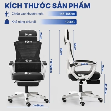 BRTHORY Ghế Xoay Văn Phòng Công Thái Học 360 - Hỗ Trợ Gù Lưng, Nâng Hạ, Gác Chân, Giá 1.059.000₫