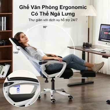 BRTHORY Ghế Xoay Văn Phòng Công Thái Học 360 - Hỗ Trợ Gù Lưng, Nâng Hạ, Gác Chân, Giá 1.059.000₫
